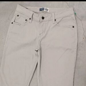 Levi Strauss Signature Jeans Misses Size 4 Low Rise Boot Cut Beige Distressed